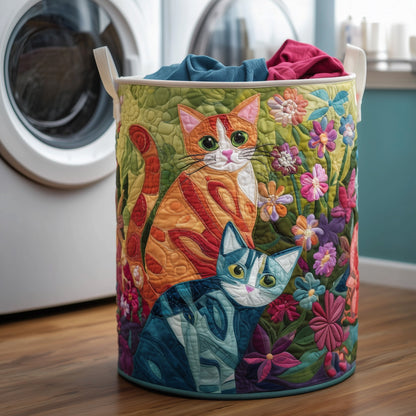 Whimsical Cat Quilted Laundry Basket GFTOYC61