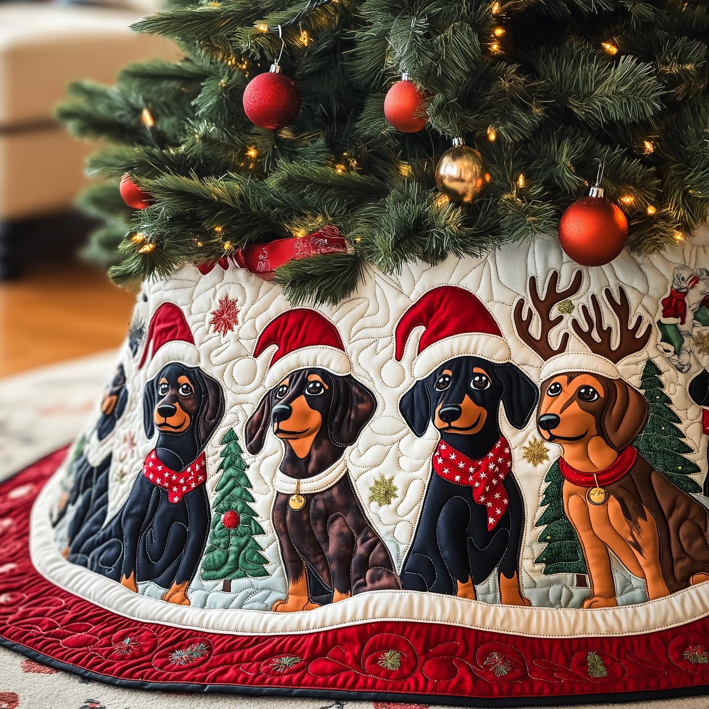Adorable Dachshund Quilted Tree Skirt GFTOYC628