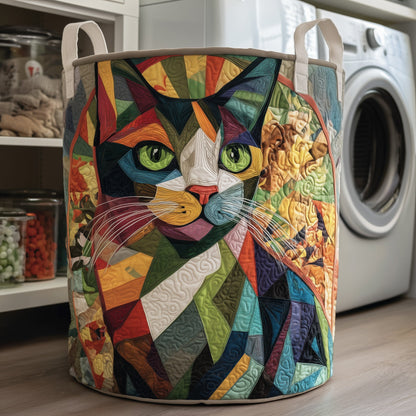 Whimsical Cat Quilted Laundry Basket GFTOYC62