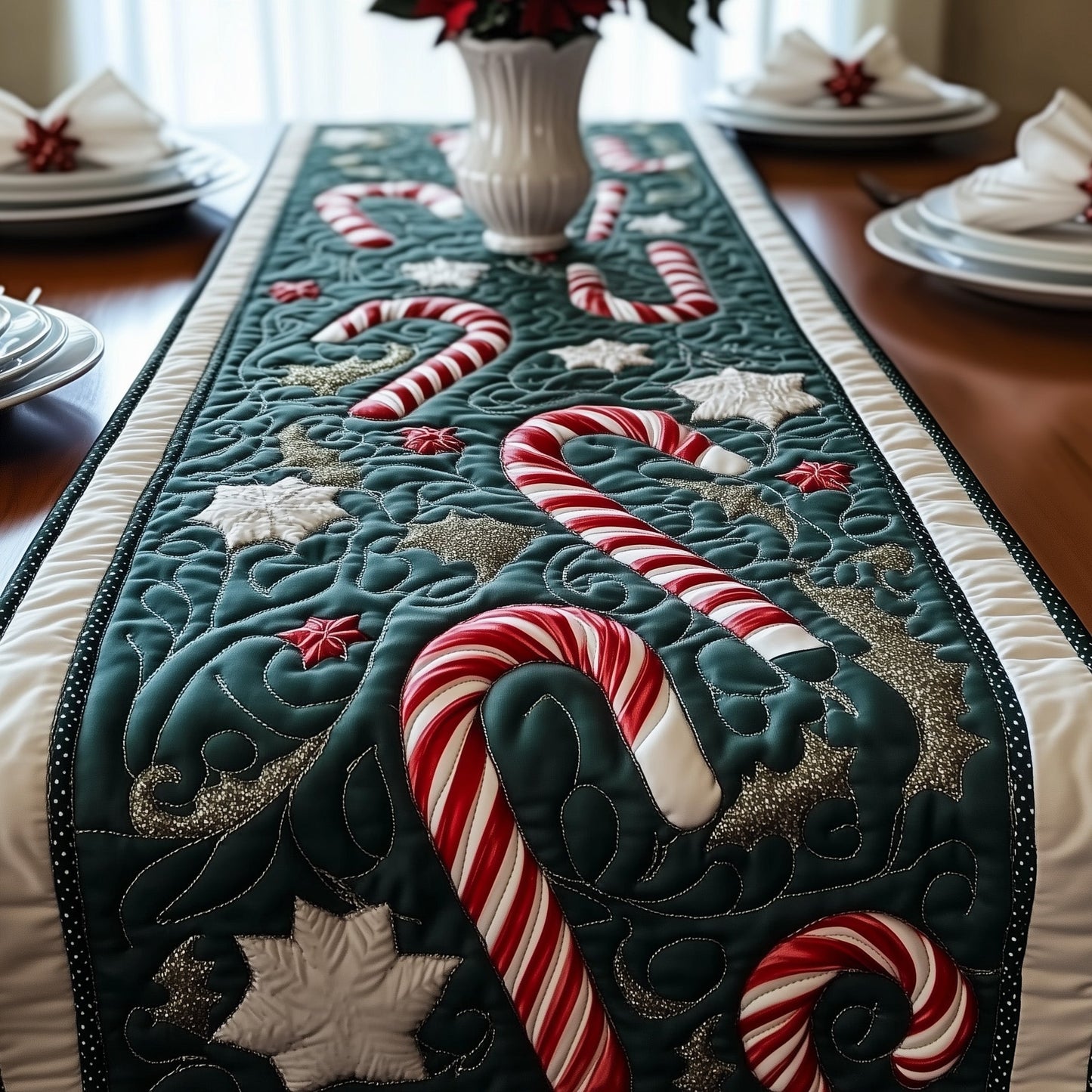 Candy Cane Quilted Table Runner GFTOYC642