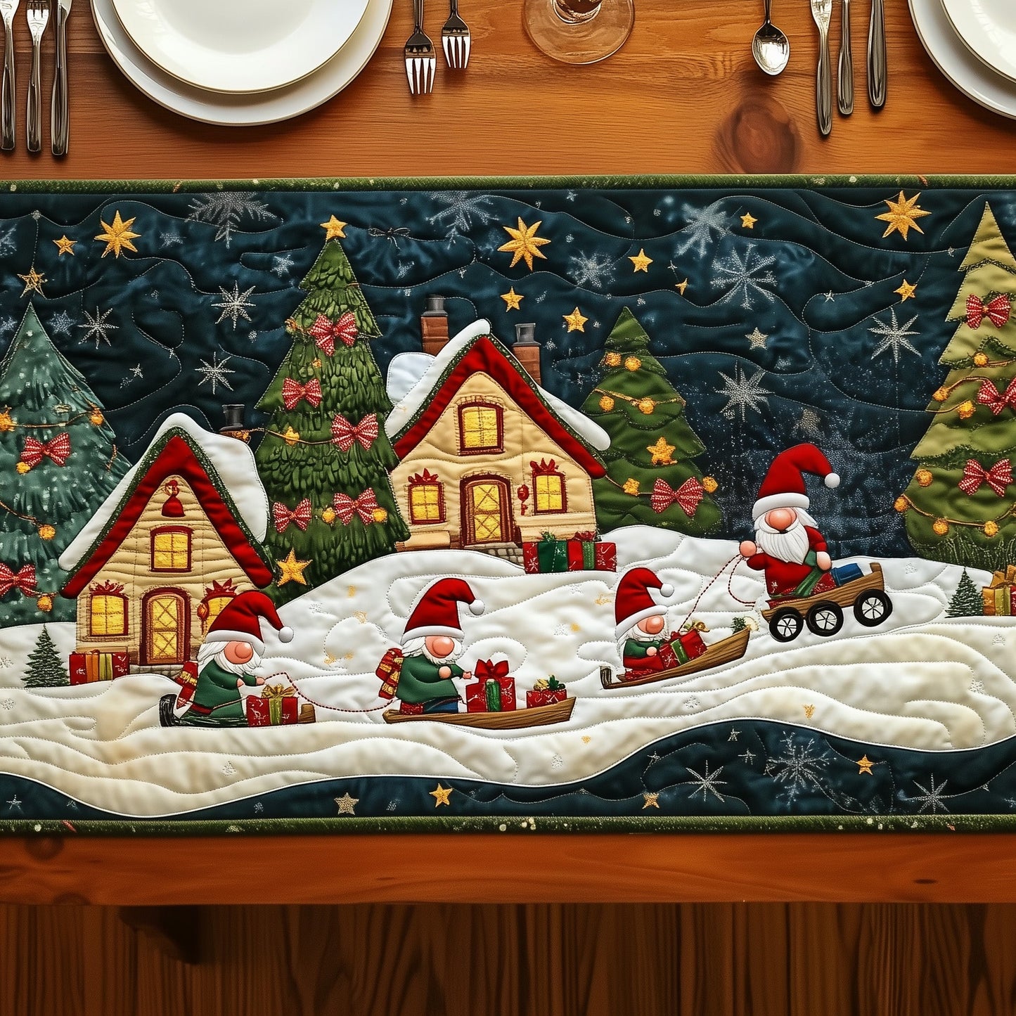 Christmas Gnome Quilted Table Runner GFTOYC650