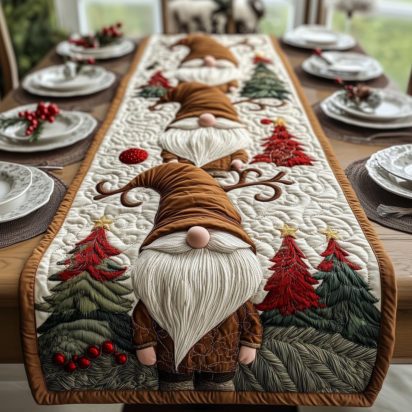 Christmas Gnome Quilted Table Runner GFTOYC651