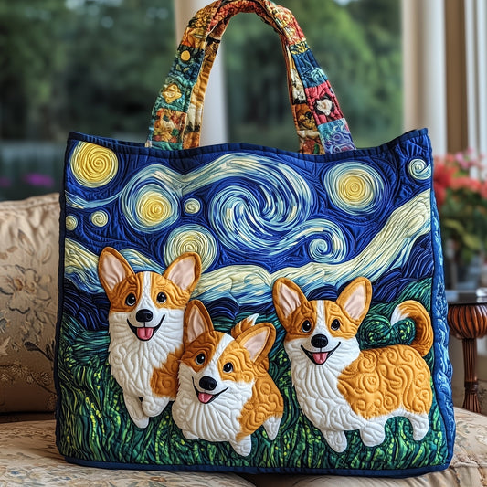 Starry Night Corgi Quilted Tote Bag GFTOYC666