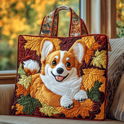 Joyful Corgi Quilted Tote Bag GFTOYC667