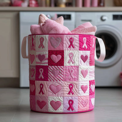 Breast Cancer Quilted Laundry Basket GFTOYC66