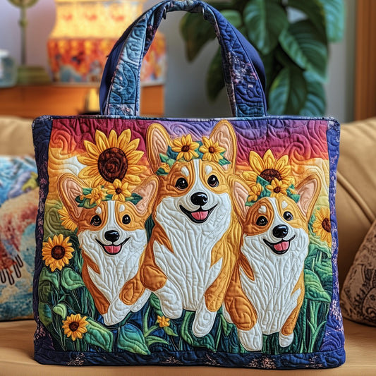 Sunflower Corgi Quilted Tote Bag GFTOYC670