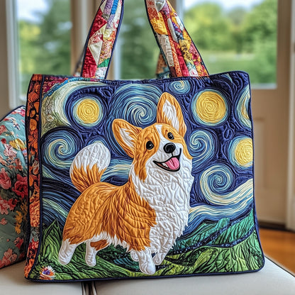 Starry Night Corgi Quilted Tote Bag GFTOYC671