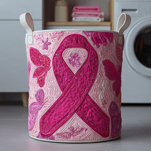 Breast Cancer Quilted Laundry Basket GFTOYC67