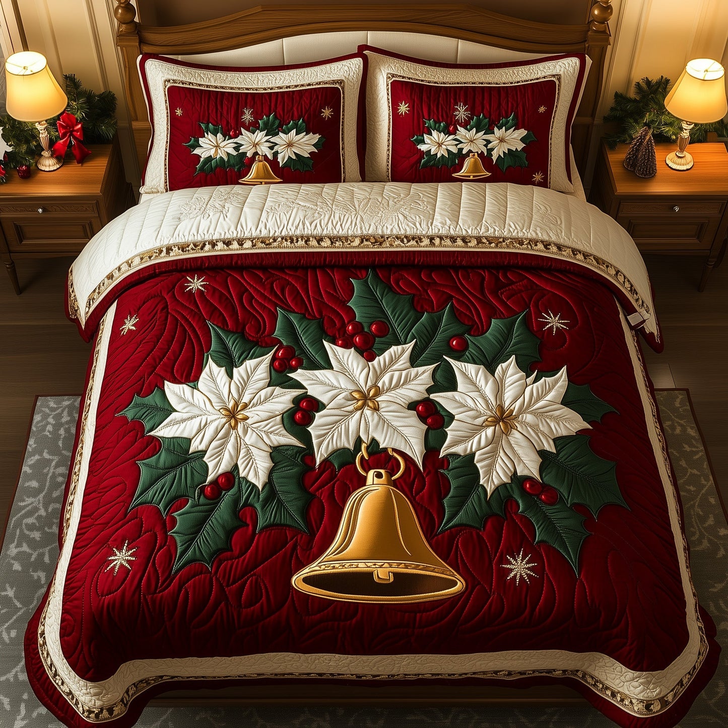 Elegant Poinsettia Duvet Cover Set GFTOYC685