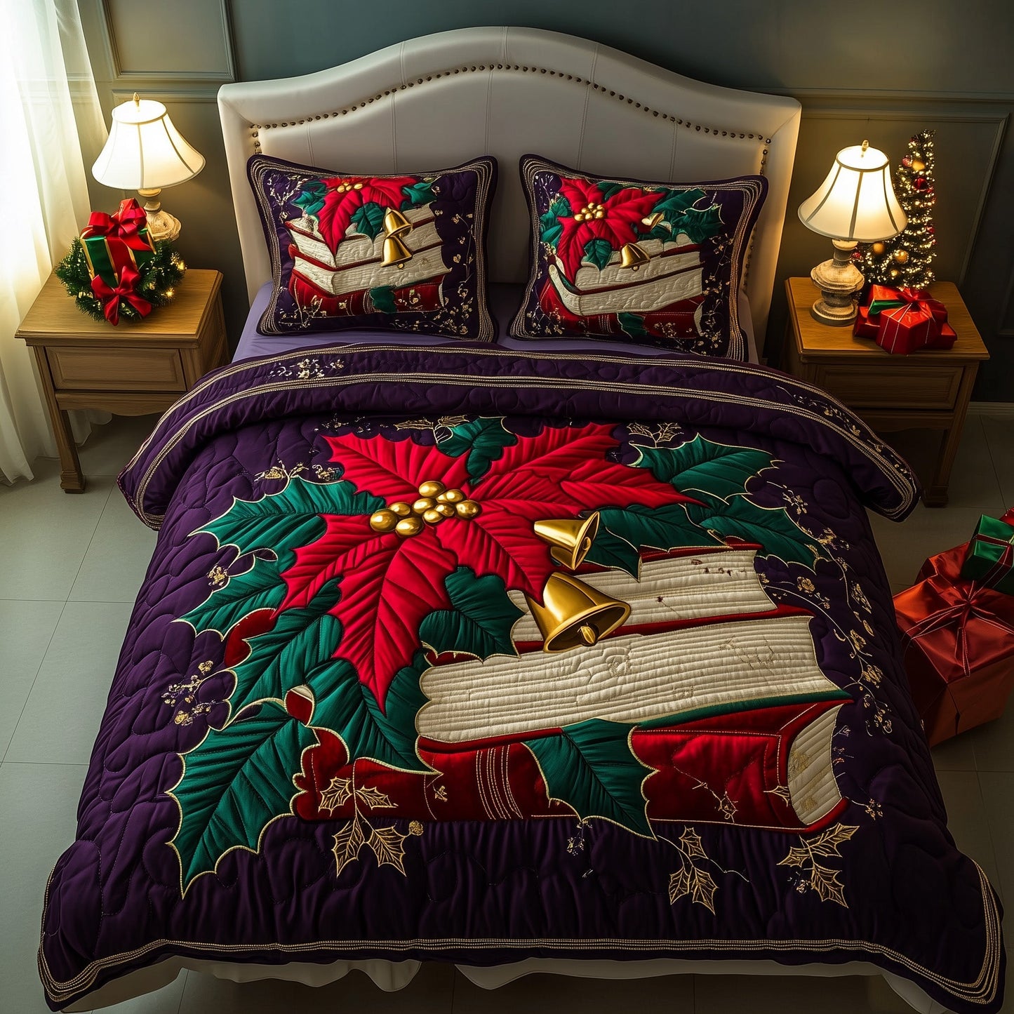 Book and Poinsettia Duvet Cover Set GFTOYC686