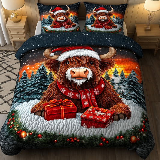 Christmas Highland Cow Duvet Cover Set GFTOYC698