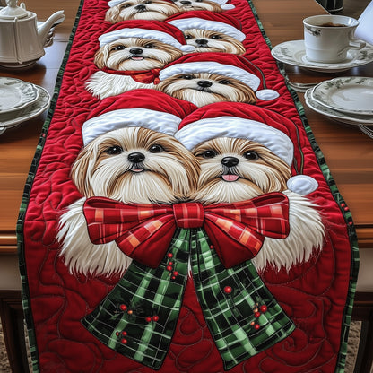 Christmas Shih Tzu Quilted Table Runner GFTOYC712