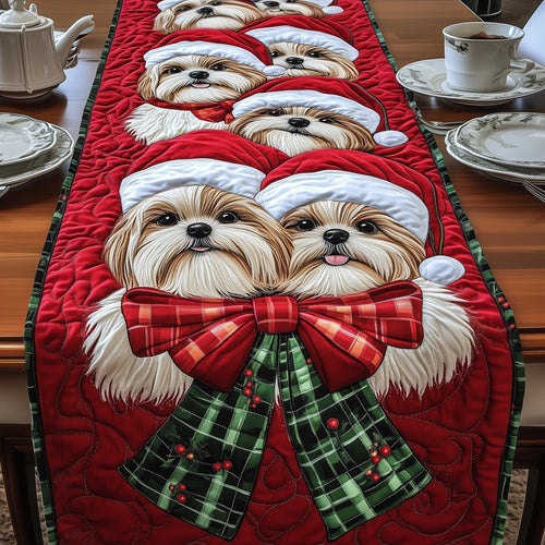 Christmas Shih Tzu Quilted Table Runner GFTOYC712