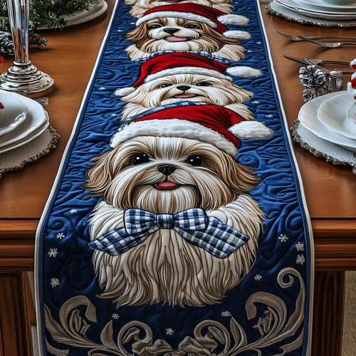 Christmas Shih Tzu Quilted Table Runner GFTOYC713