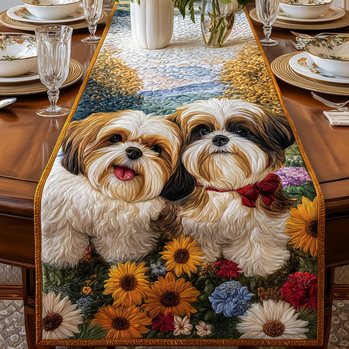 Sunflower Shih Tzu Quilted Table Runner GFTOYC715
