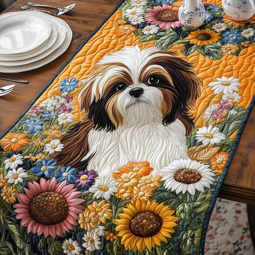 Sunflower Shih Tzu Quilted Table Runner GFTOYC716