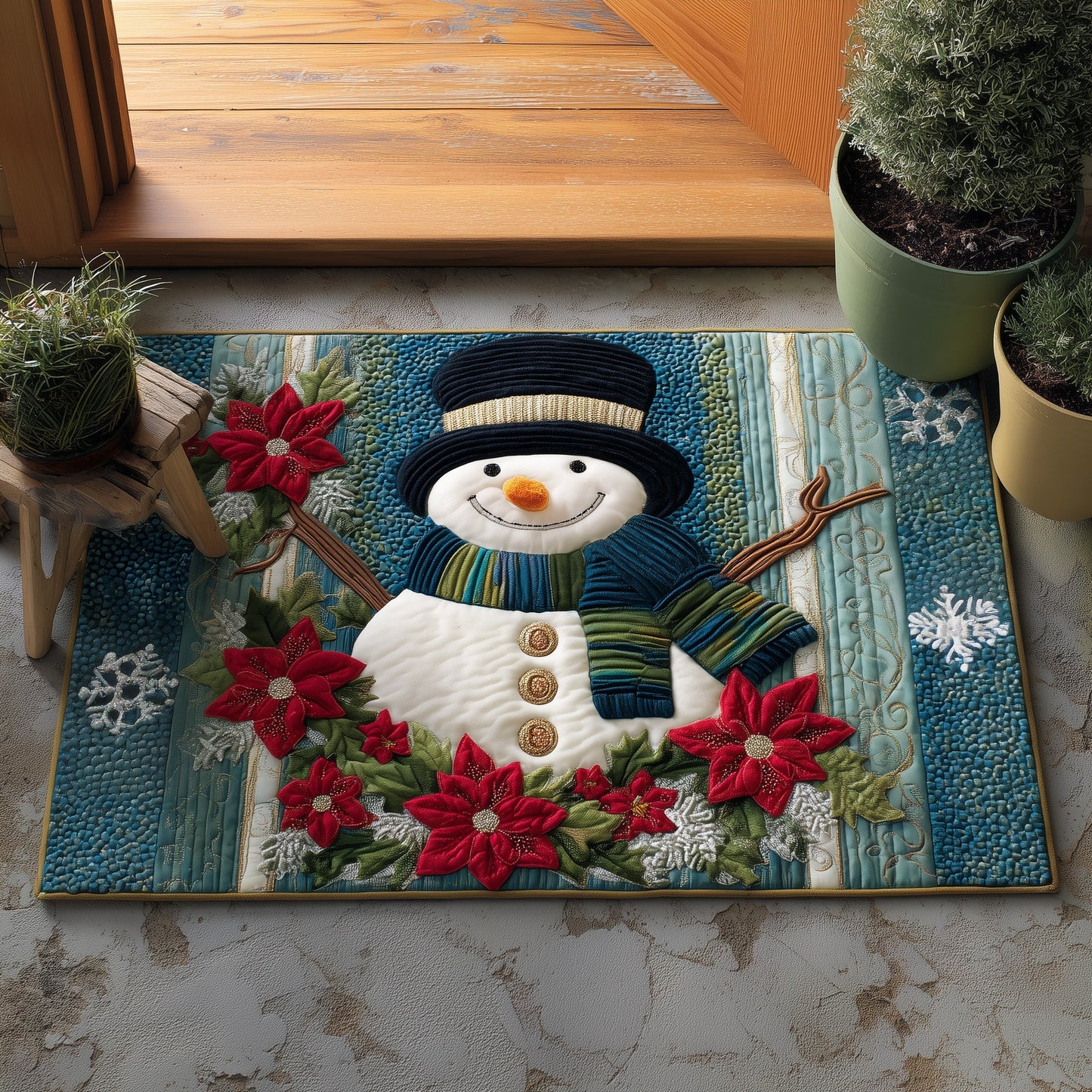 Poinsettia Snowman Doormat GFTOYC756
