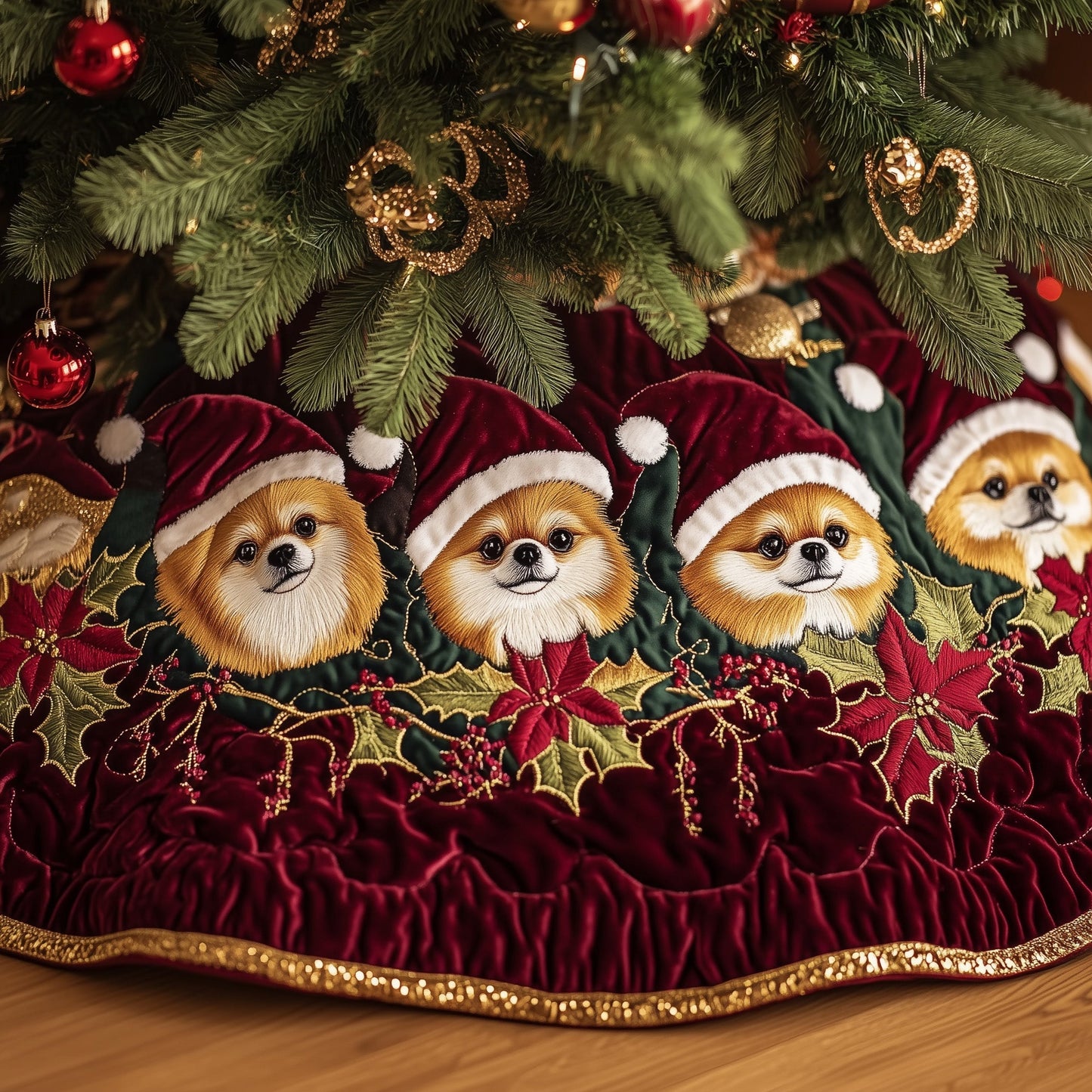 Pomeranian Quilted Tree Skirt GFTOYC778