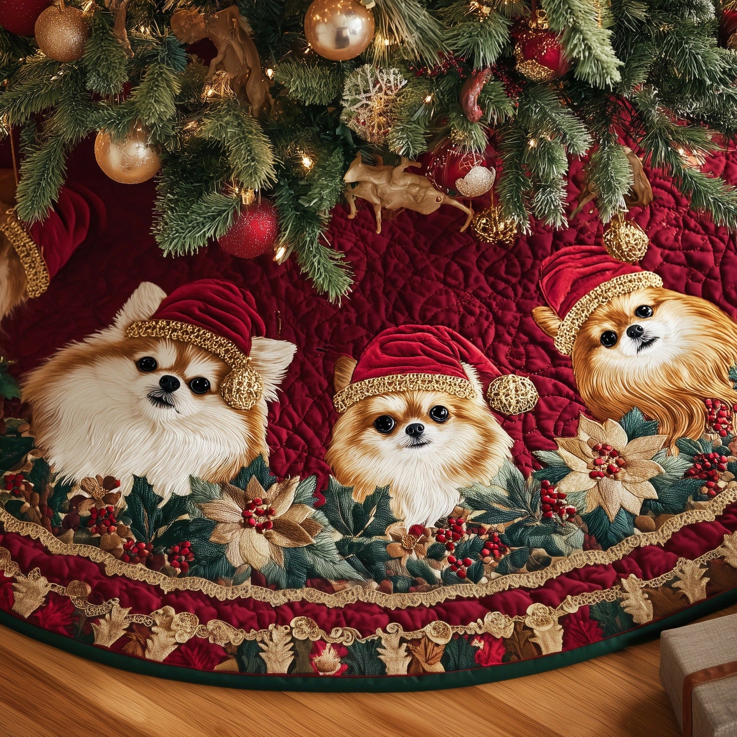 Pomeranian Quilted Tree Skirt GFTOYC779