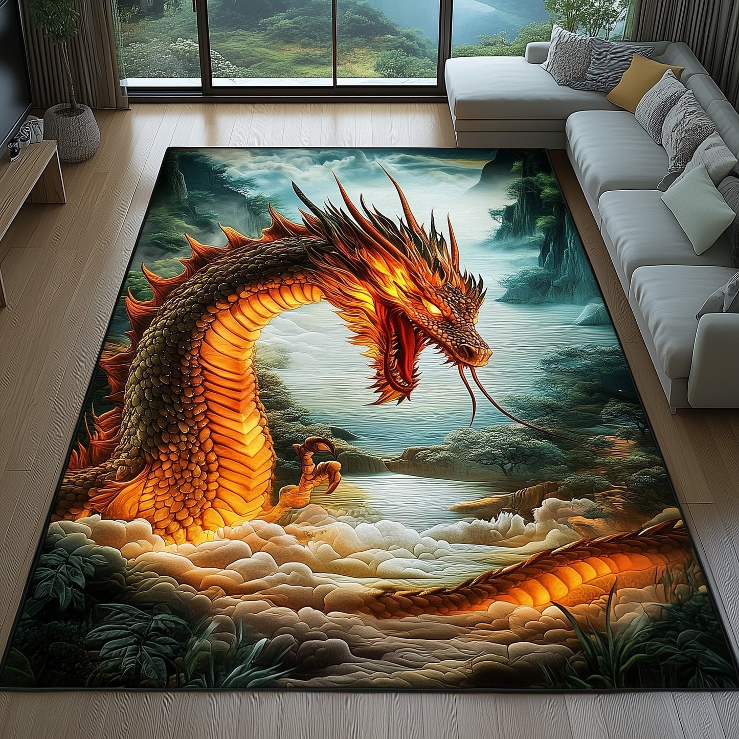 Aqua Dragon Area Rug GFTOYC834