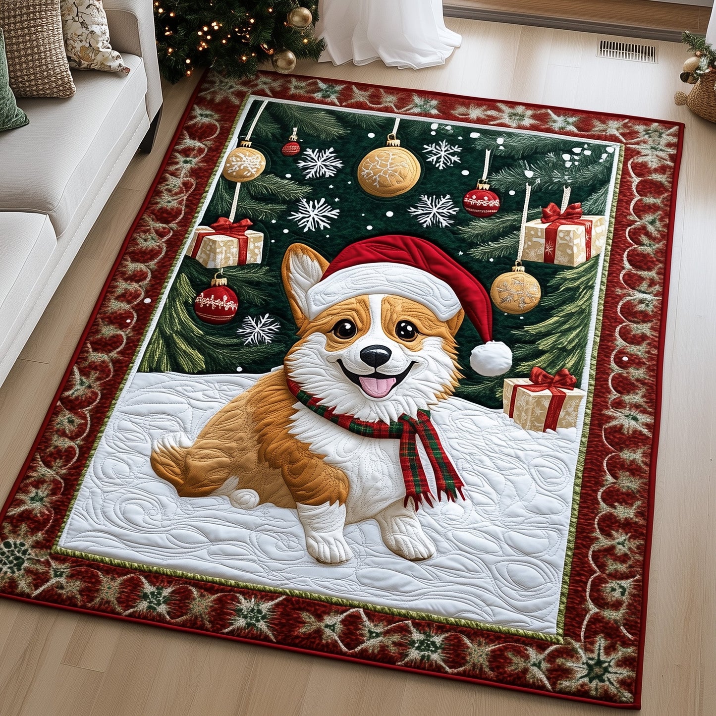 Festive Corgi Area Rug GFTOYC845