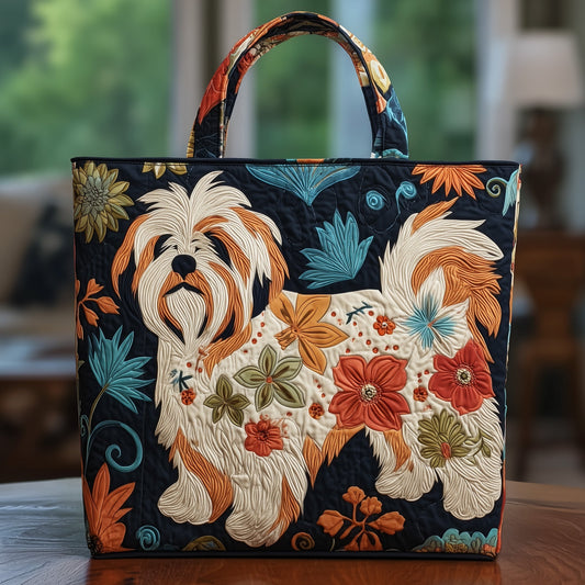 Havanese Blooms Quilted Tote Bag GFTOYC899