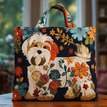 Havanese Blooms Quilted Tote Bag GFTOYC900
