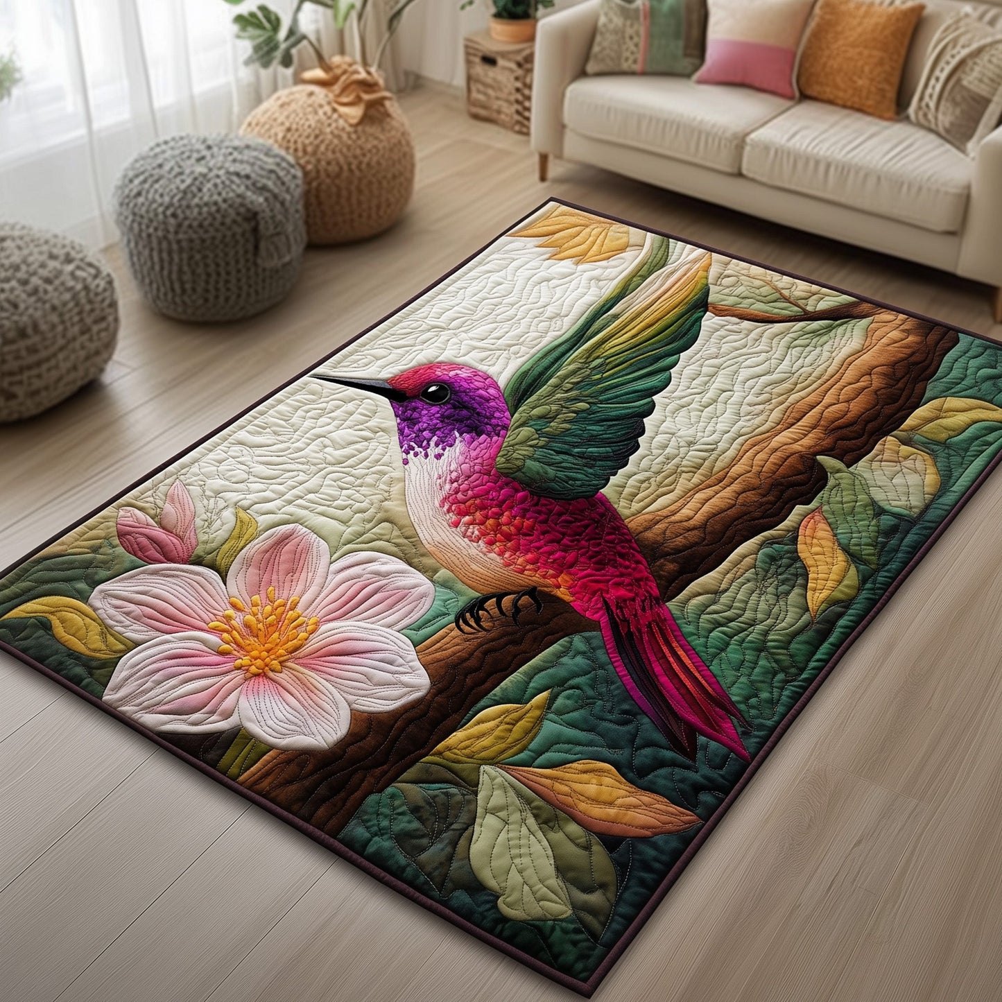 Plumeria Hummingbird Area Rug GFTOYC909