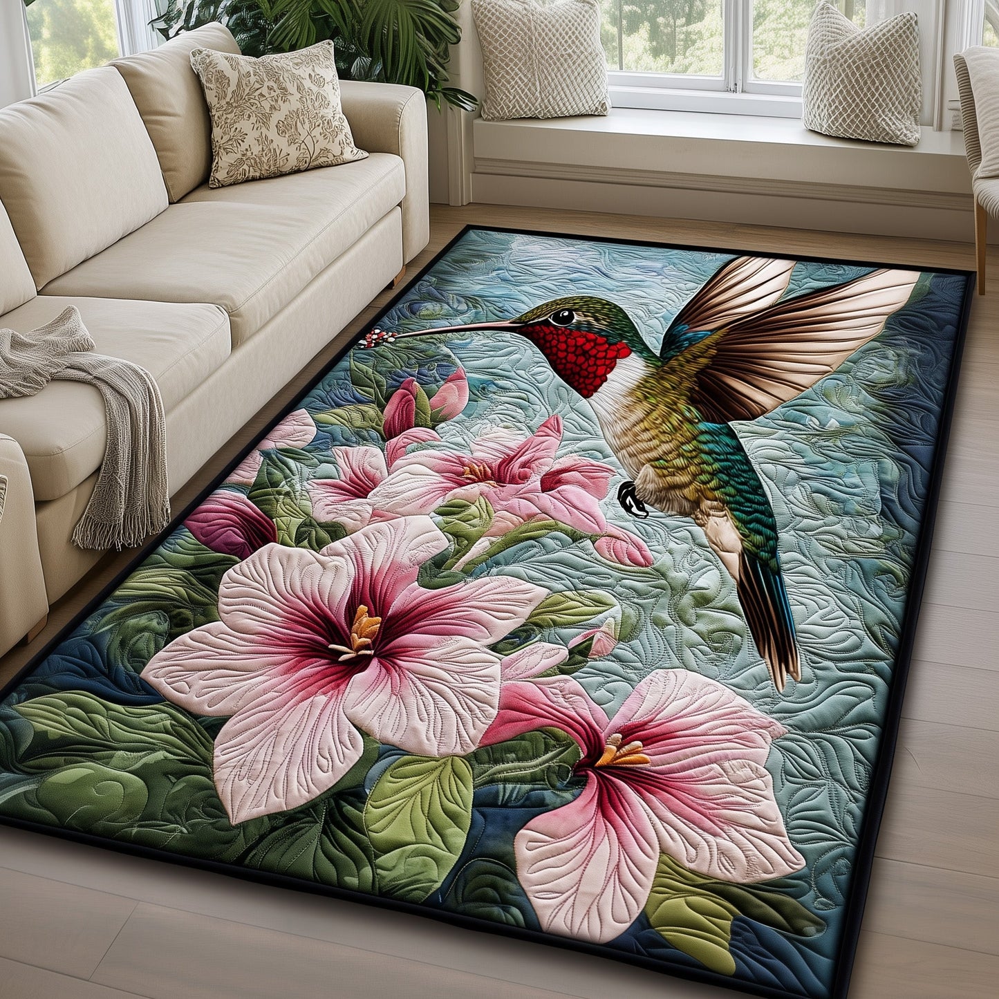 Plumeria Hummingbird Area Rug GFTOYC911