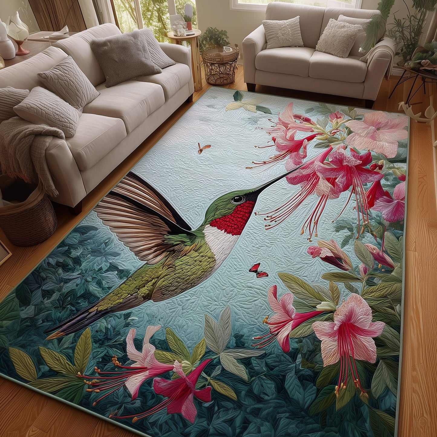 Hibiscus Hummingbird Area Rug GFTOYC912