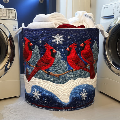 Winter Cardinals Quilted Laundry Basket GFTOYC935