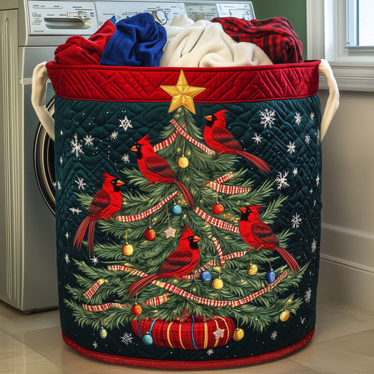 Tree Cardinals Quilted Laundry Basket GFTOYC936