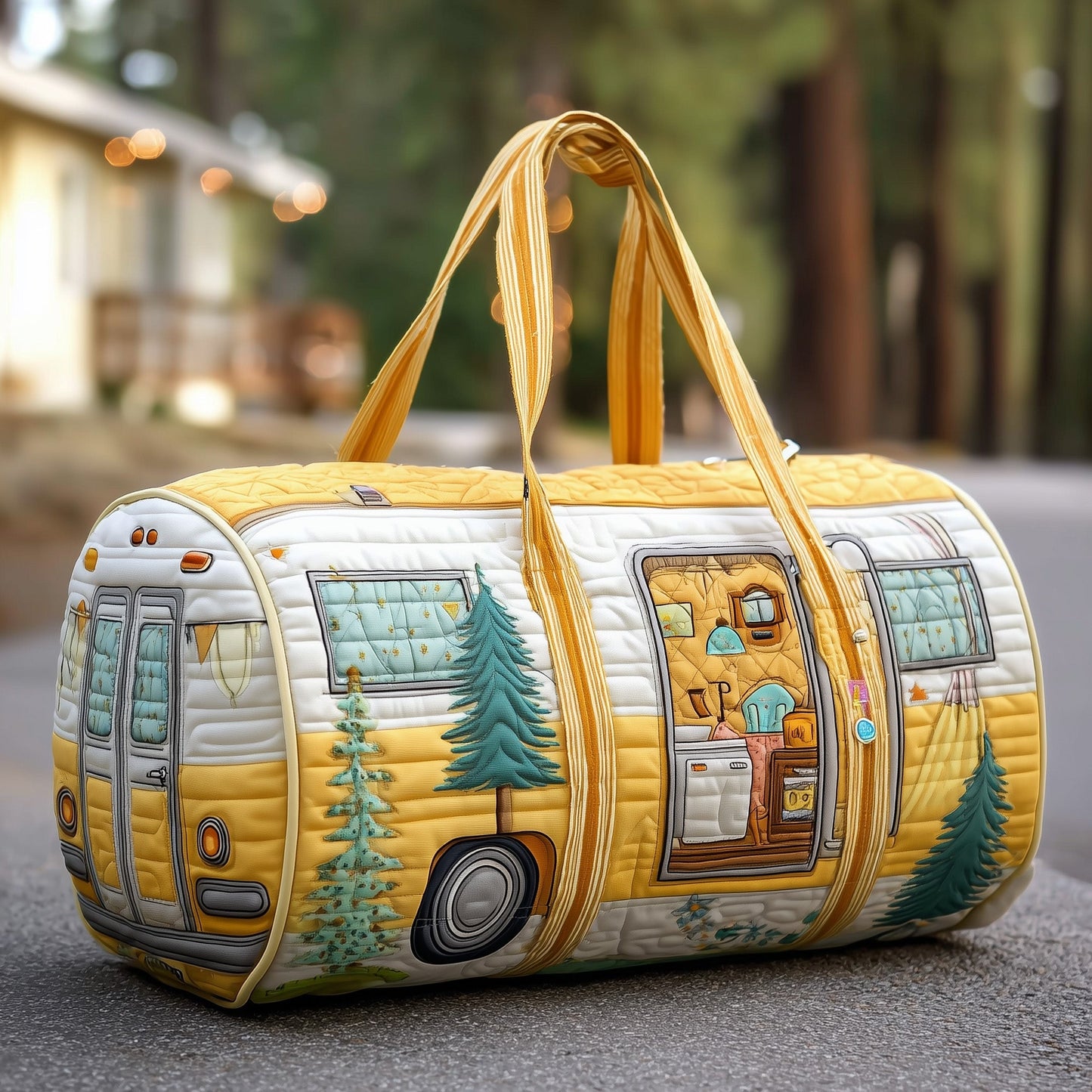 Vintage Camping Trailer Quilted Duffle Bag GFTOYC94
