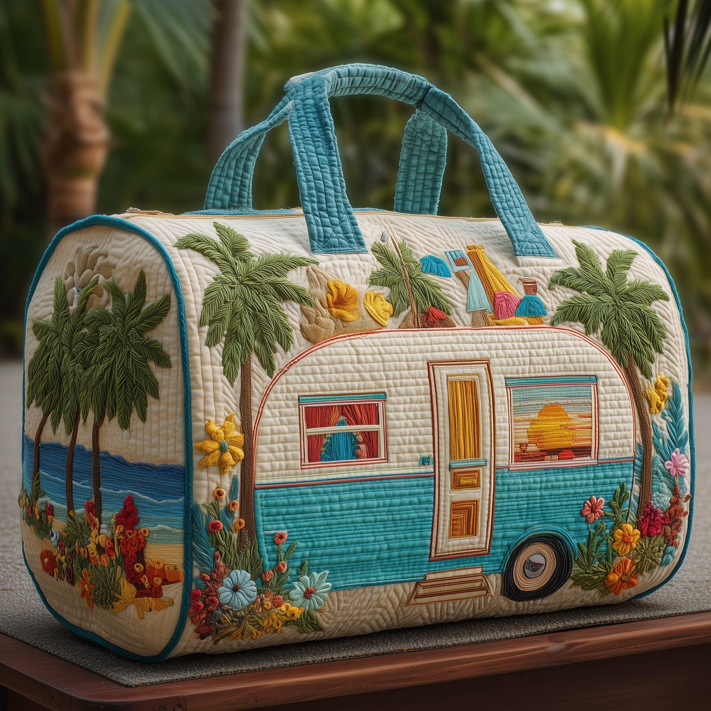 Summer Camping Trailer Quilted Duffle Bag GFTOYC98