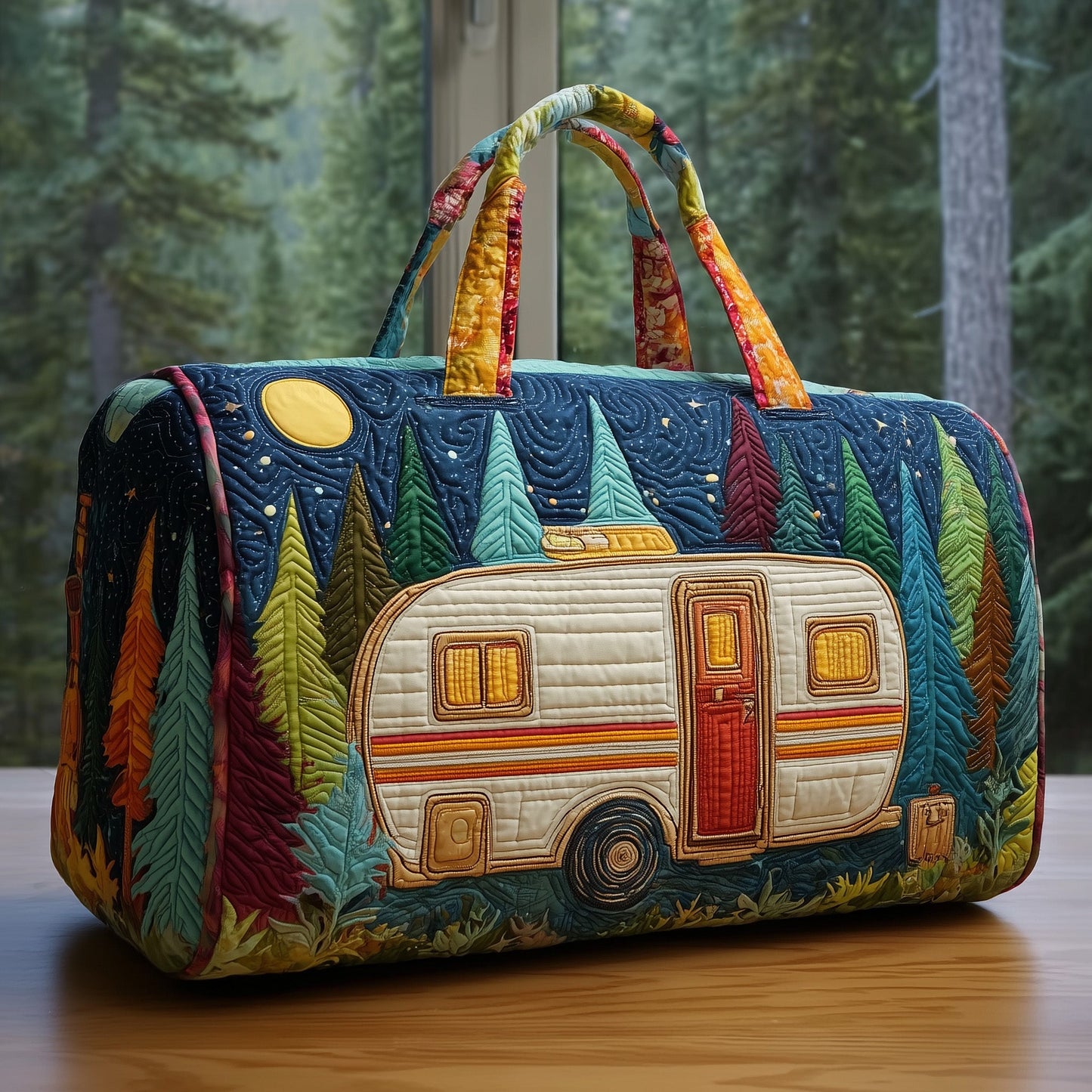 Night Camping Trailer Quilted Duffle Bag GFTOYC99