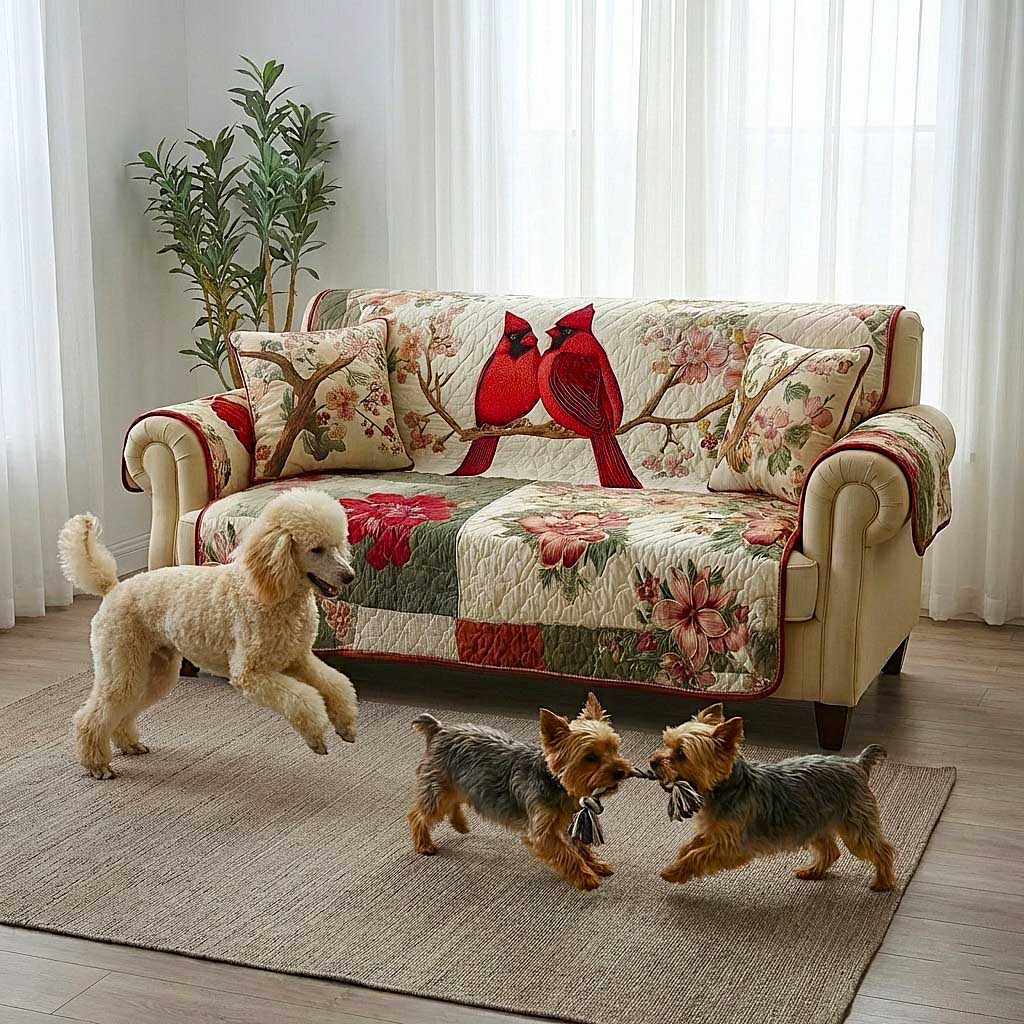 Cardinal Love Quilted Sofa Cover GFTOMA8868