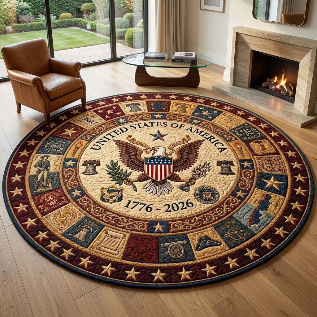 Heritage Patch Quilted Round Mat GFTOQA2427