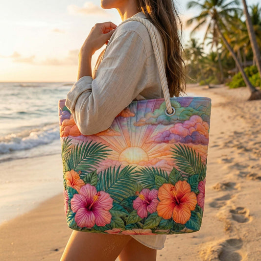 Tropical Sunrise Quilted Beach Bag GFTOQA1497