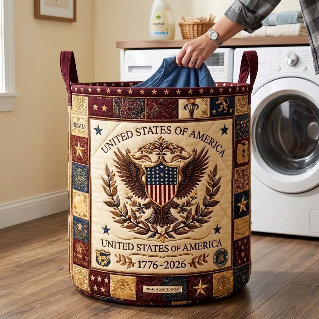 Herritage Patch Quilted Laundry Basket GFTOQM4034