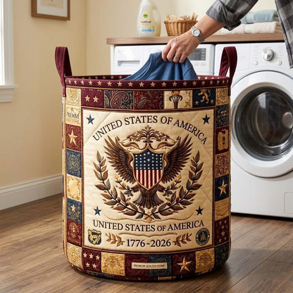 Herritage Patch Quilted Laundry Basket GFTOQM4034
