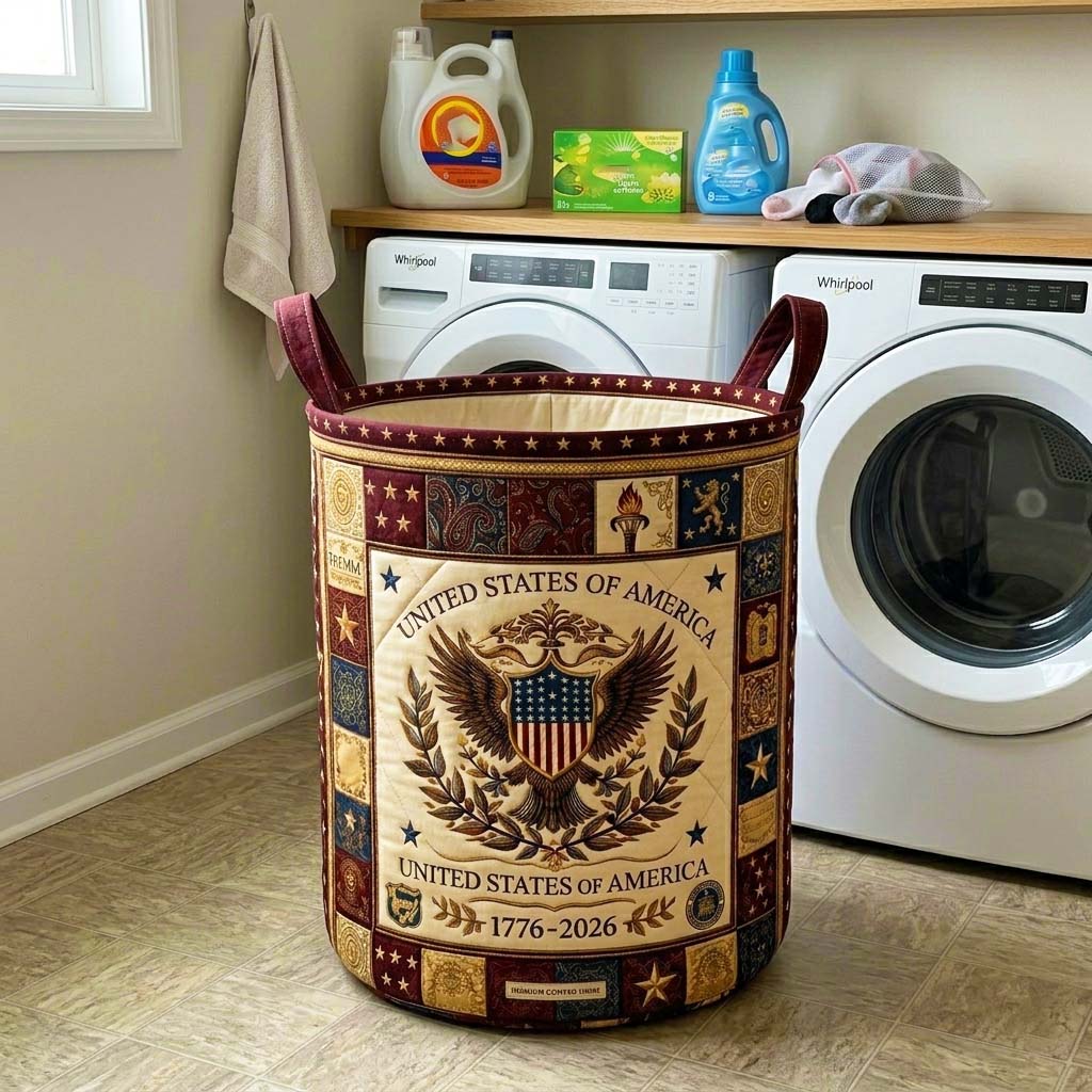 Herritage Patch Quilted Laundry Basket GFTOQM4034