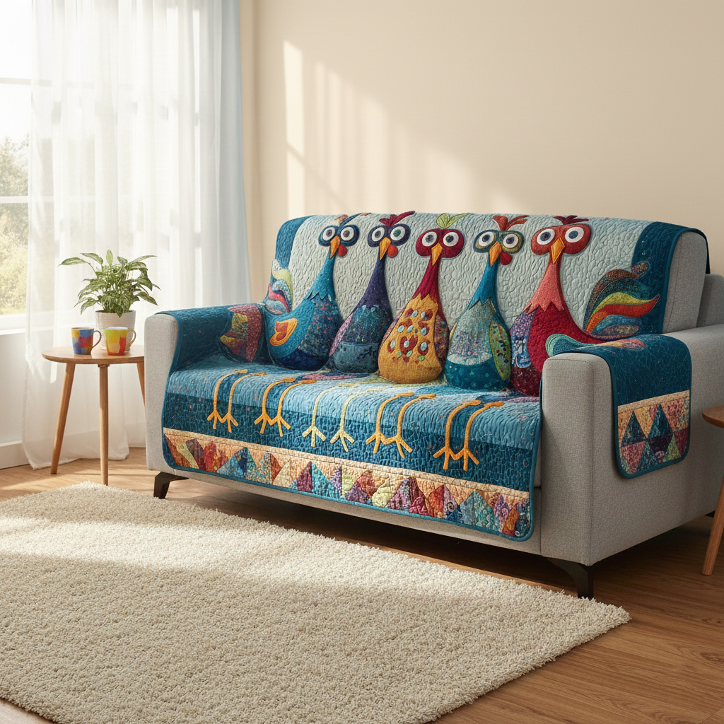 Funky Chicken Quilted Sofa Cover GFTOTP13891