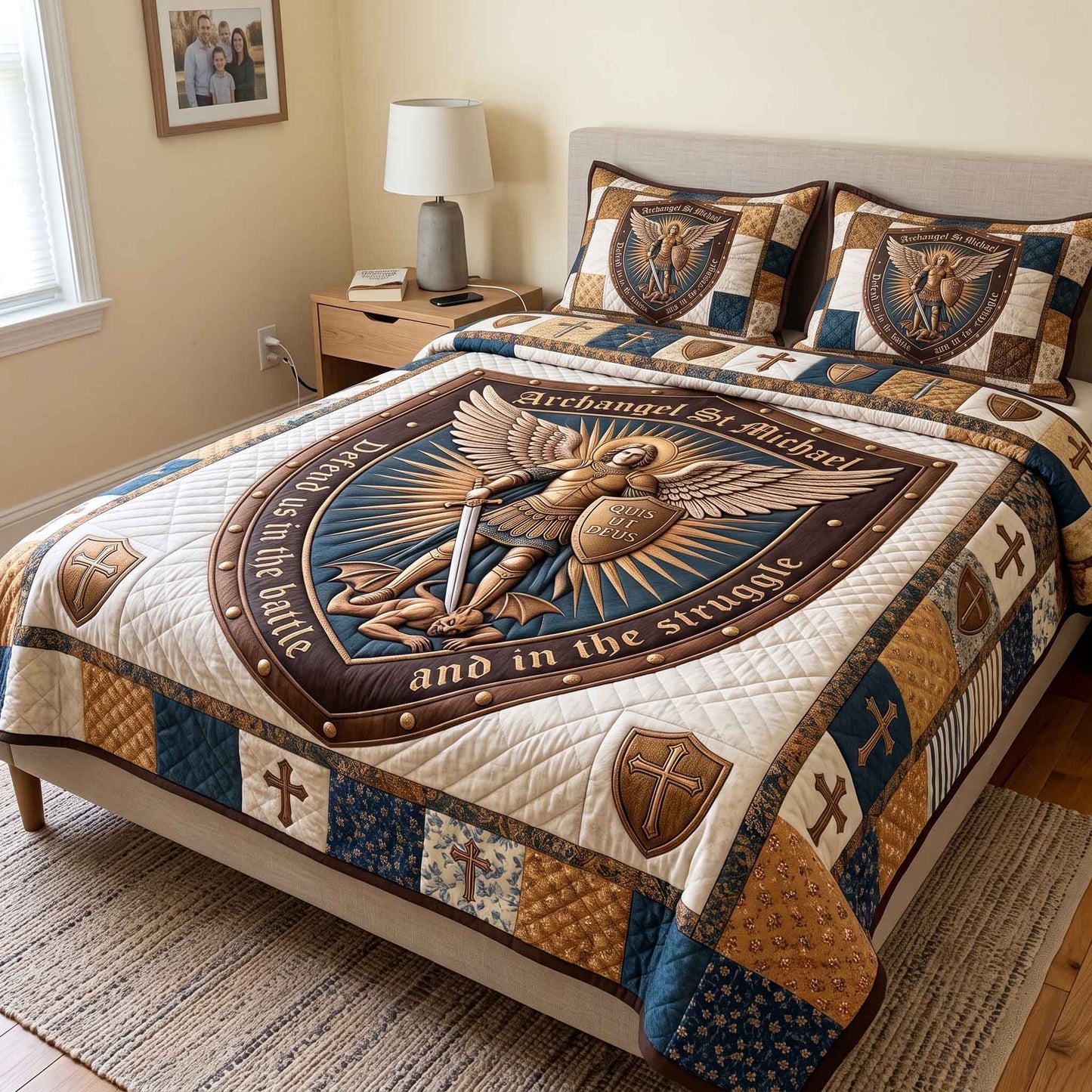 Saint Michael 3-Piece Quilted Bedding Set GFTOTP20434