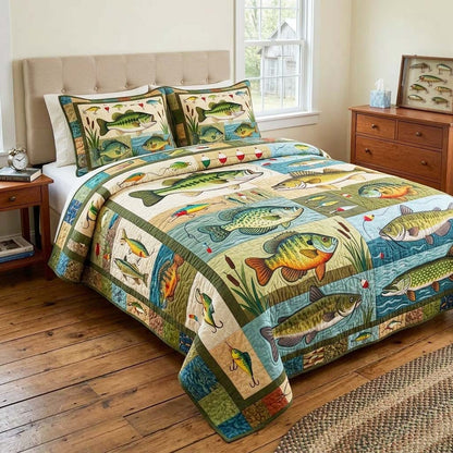 Lake Catch 3-Piece Quilted Bedding Set GFTOQM4483
