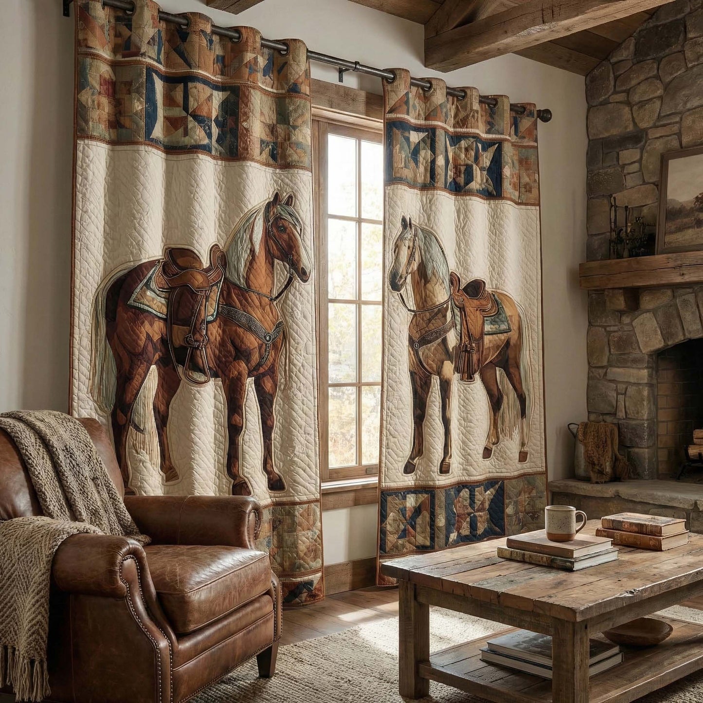 Prairie Horse Quilted Curtains GFTOQM2167