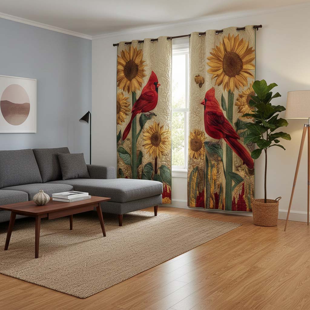 Cardinal Sunflower Quilted Curtains GFTOQM2160