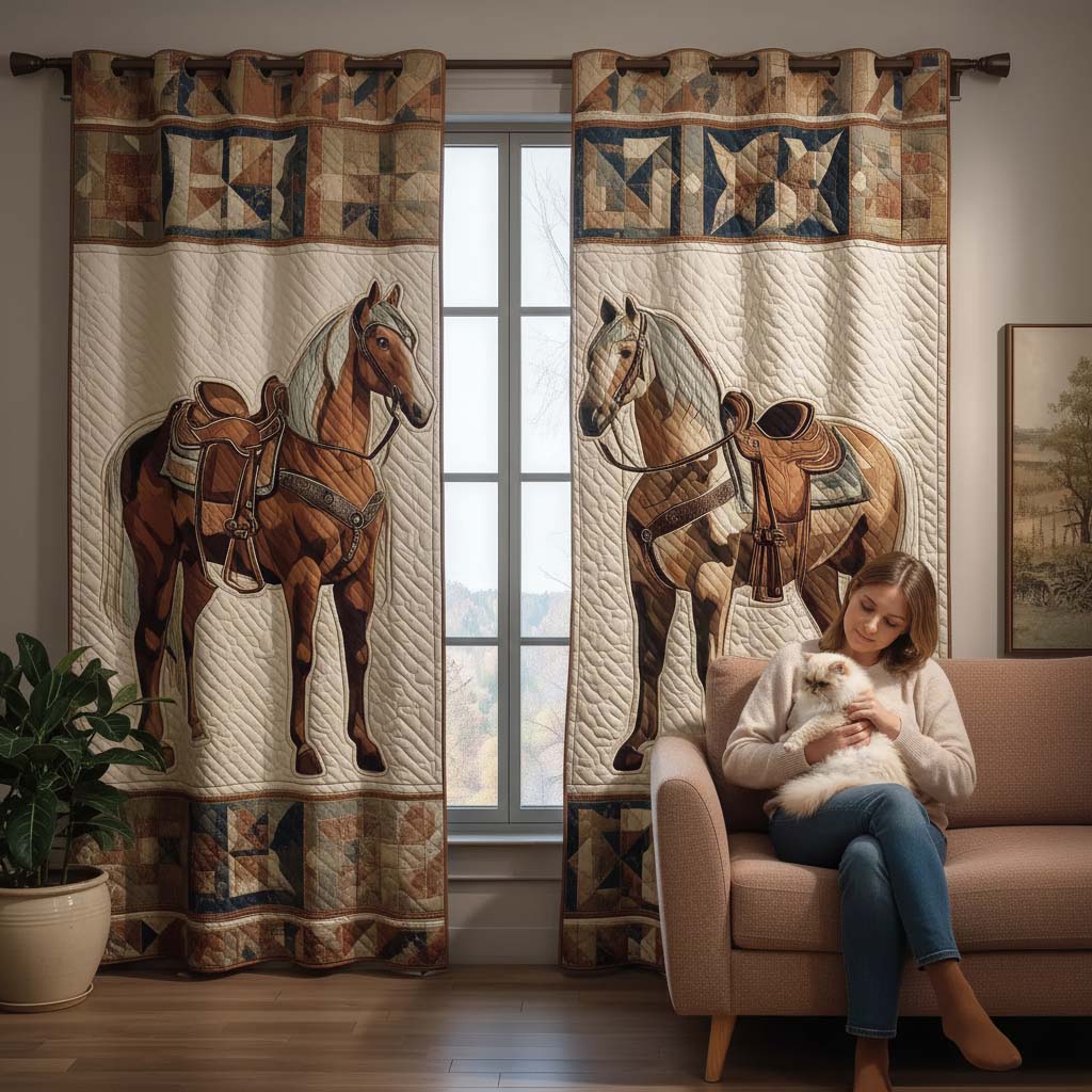 Prairie Horse Quilted Curtains GFTOQM2167