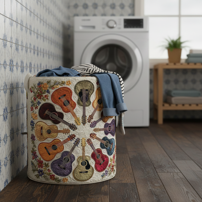 Guitar Circle Quilted Laundry Basket GFTOQM2098