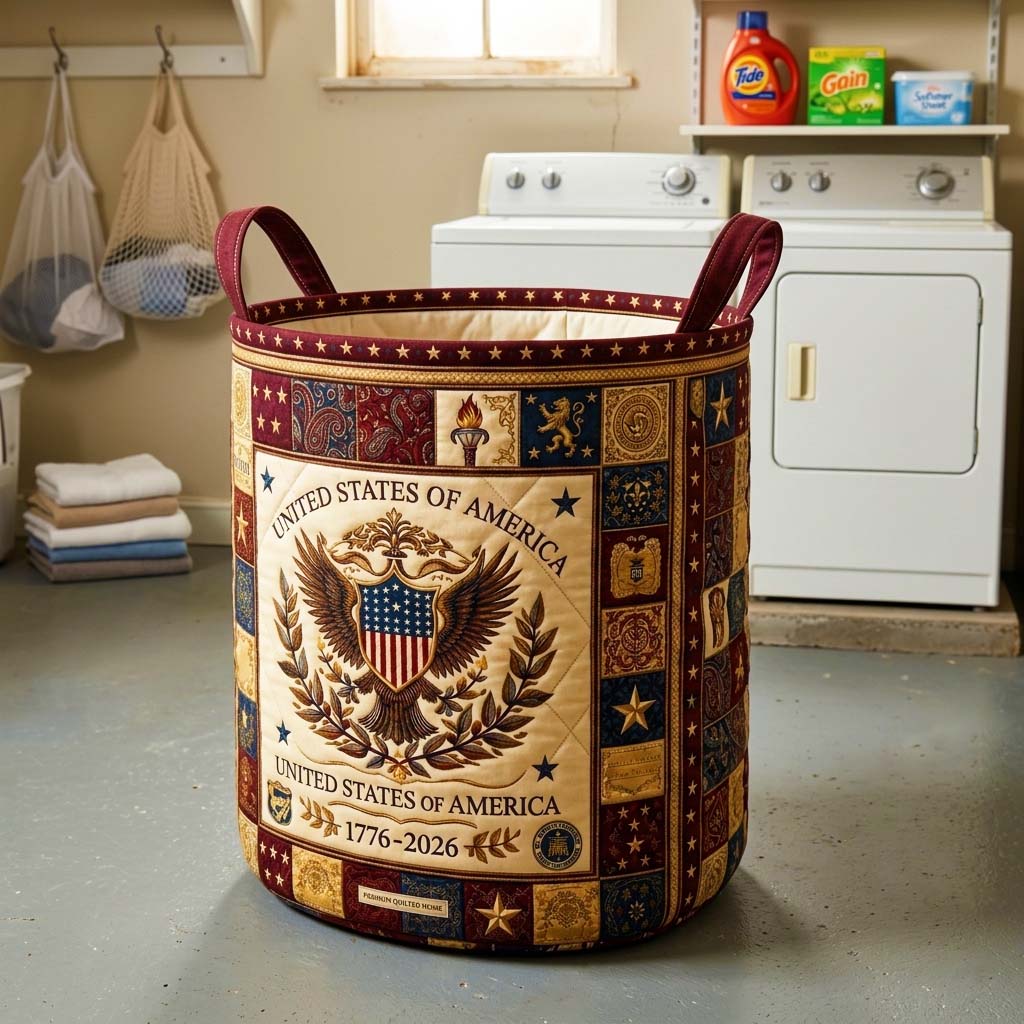 Herritage Patch Quilted Laundry Basket GFTOQM4034
