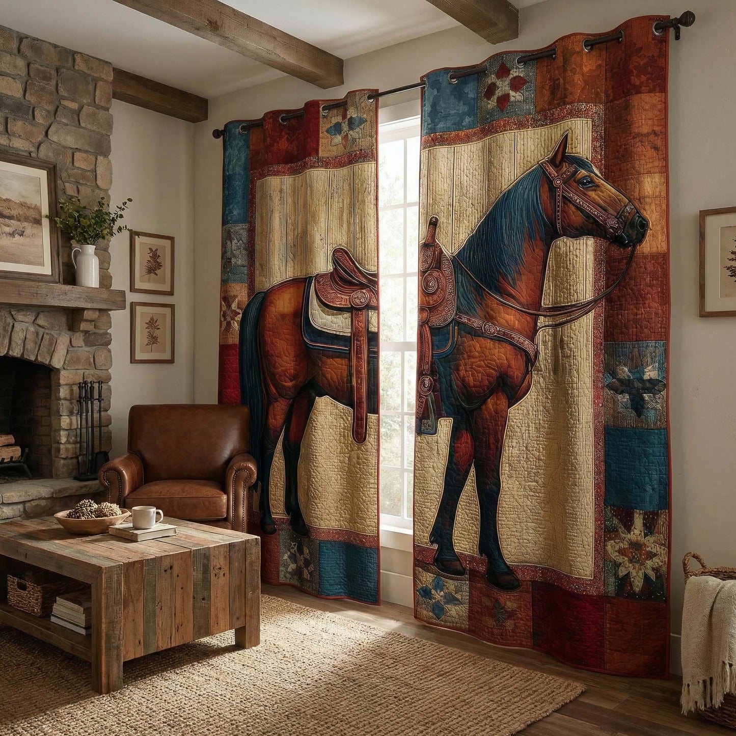 Prairie Horse Quilted Curtains GFTOQM2164